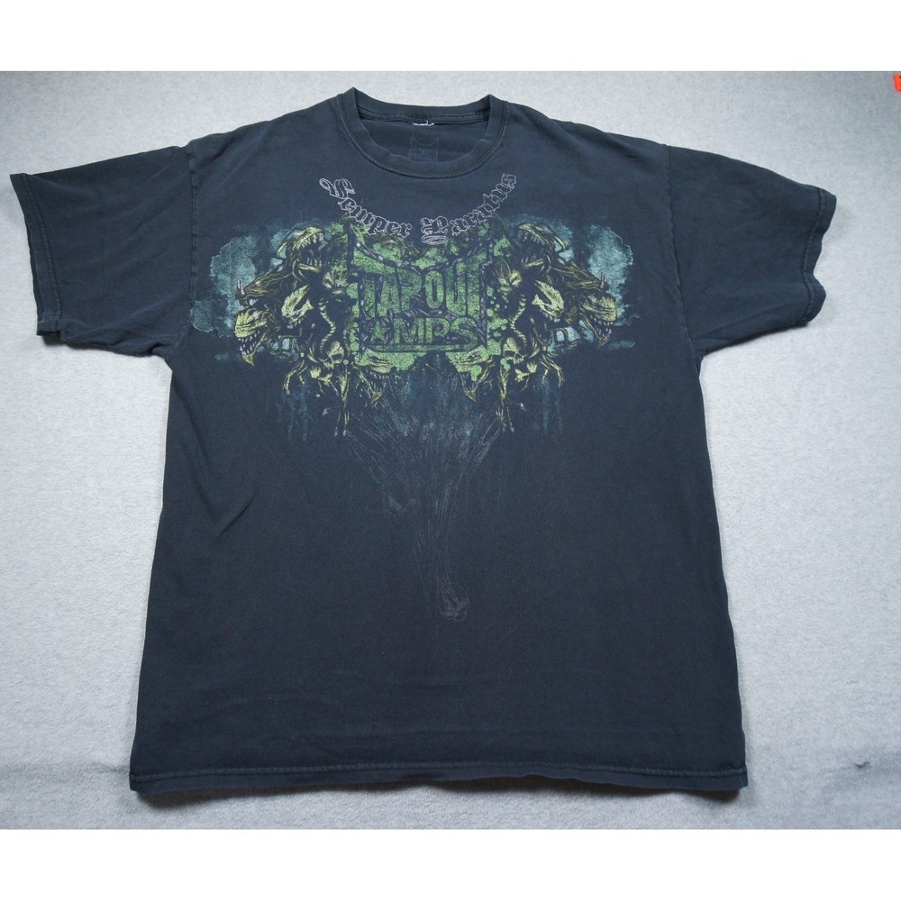 Tapout Shirt Mens XL Black MPS Graphic Skull MMA UFC Biker Grunge Tee Adult